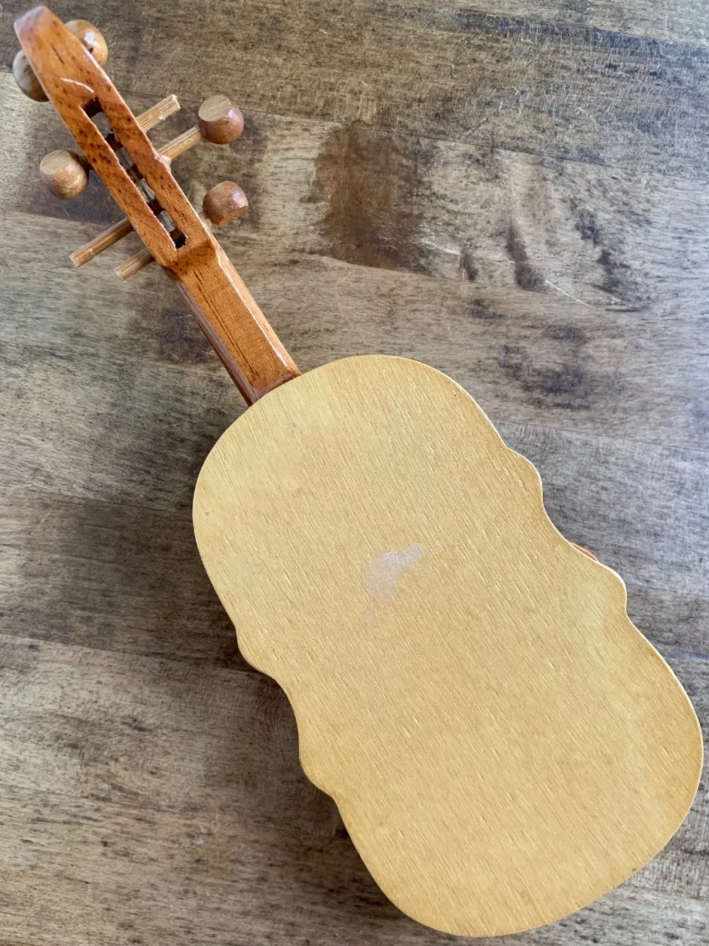 Vintage Hand-Carved Wooden Violin Ornament | Large Rustic Musical Decor